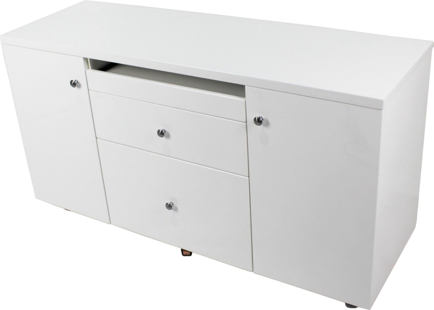 Prosparae Gloss White Executive Desk with Pedestal and Return - 2000mm - T1381
