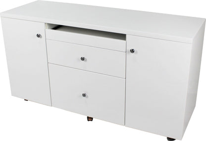 Prosparae Gloss White Executive Desk with Pedestal and Return - 2000mm - T1381