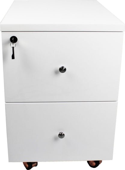 Prosparae Gloss White Executive Desk with Pedestal and Return - 2000mm - T1381