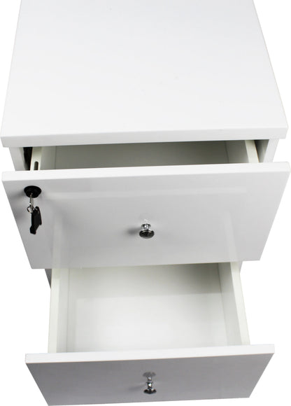 Prosparae Gloss White Executive Desk with Return & Pedestal - 2200mm - T1381