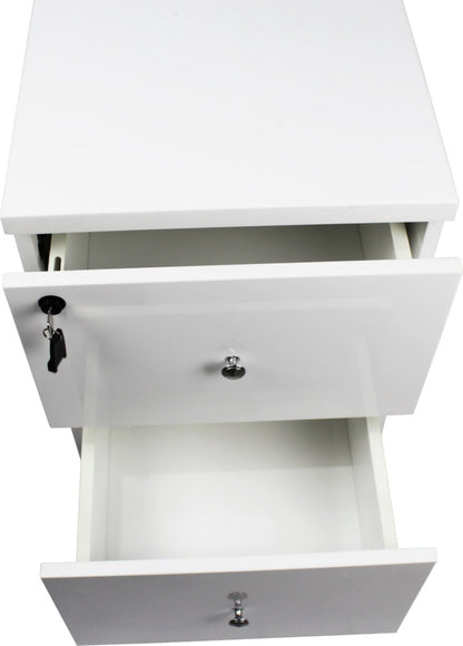 Prosparae Gloss White Executive Desk with Pedestal and Return - 2000mm - T1381