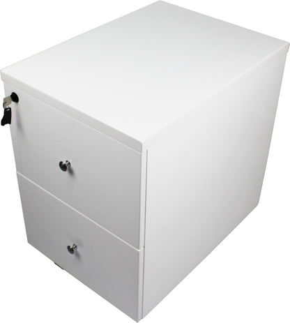 Prosparae Gloss White Executive Desk with Return & Pedestal - 2200mm - T1381