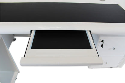 White Gloss Executive Office Desk with Pedestal and Return - 1600mm - 1861