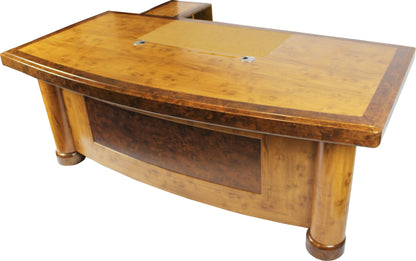 High Quality Executive Desk In Two Tone Yew Finish with Pedestal and Return - 1800mm or 2000mm - 1862