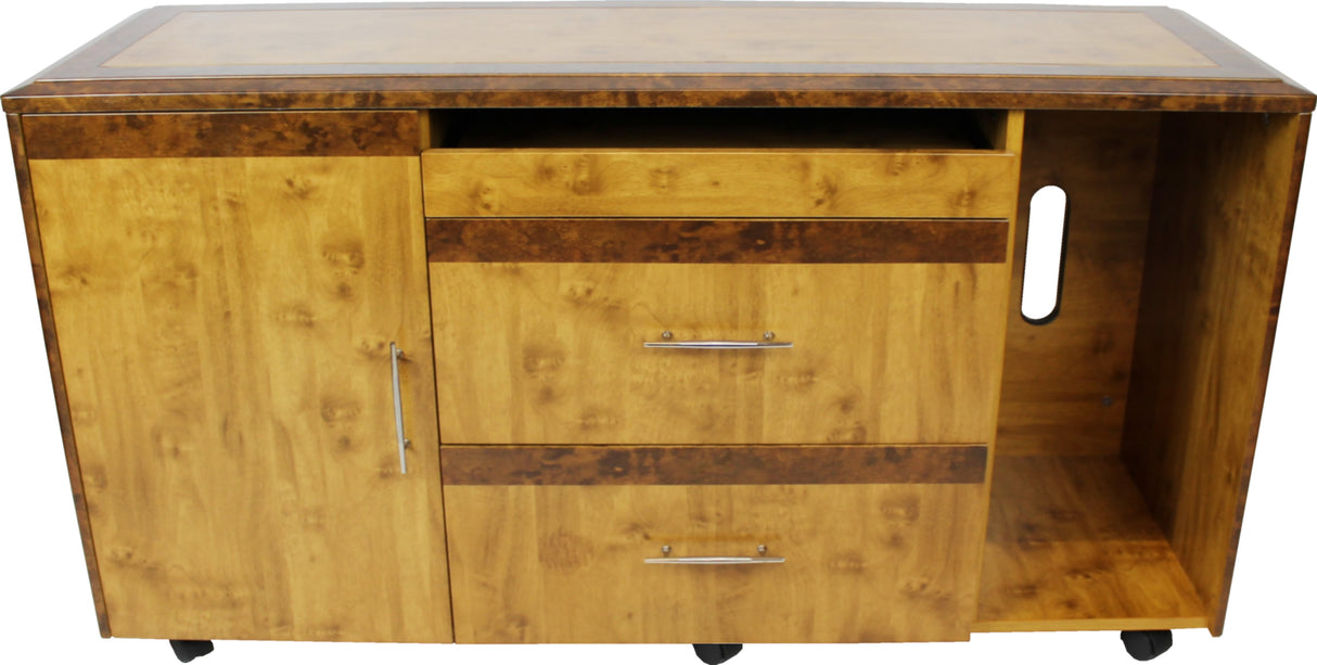High Quality Executive Desk In Two Tone Yew Finish with Pedestal and Return - HSN-1862