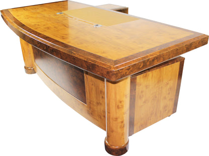 High Quality Executive Desk In Two Tone Yew Finish with Pedestal and Return - 1800mm or 2000mm - 1862