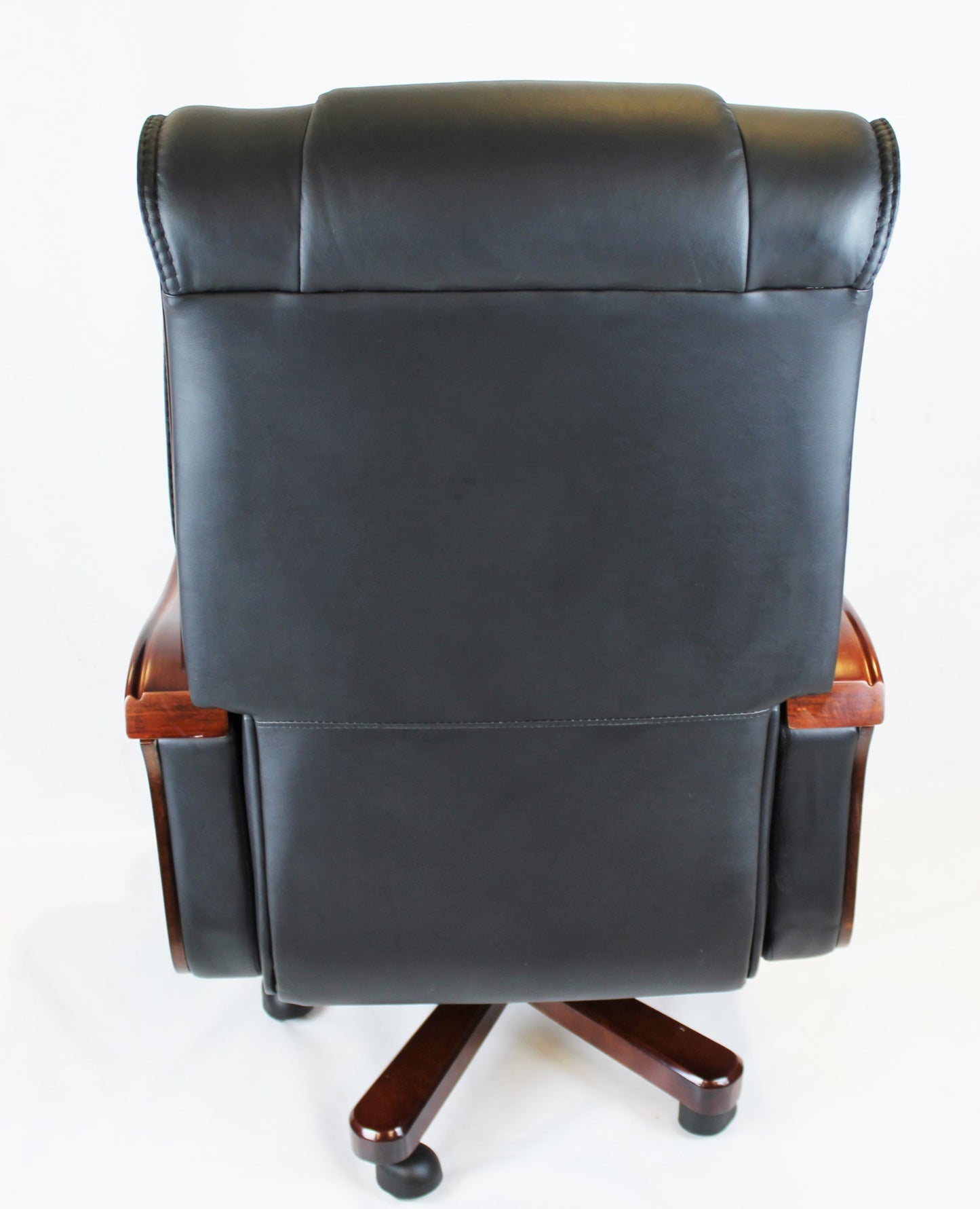 Large Executive Black Leather Office Chair with Wooden Arms - SZ-A768