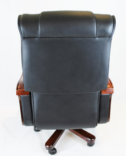 Large Executive Black Leather Office Chair with Wooden Arms - SZ-A768