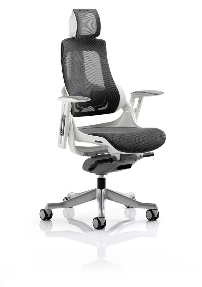 Zure Charcoal Mesh Ergonomic Office Chair - Optional Headrest and Frame Colour