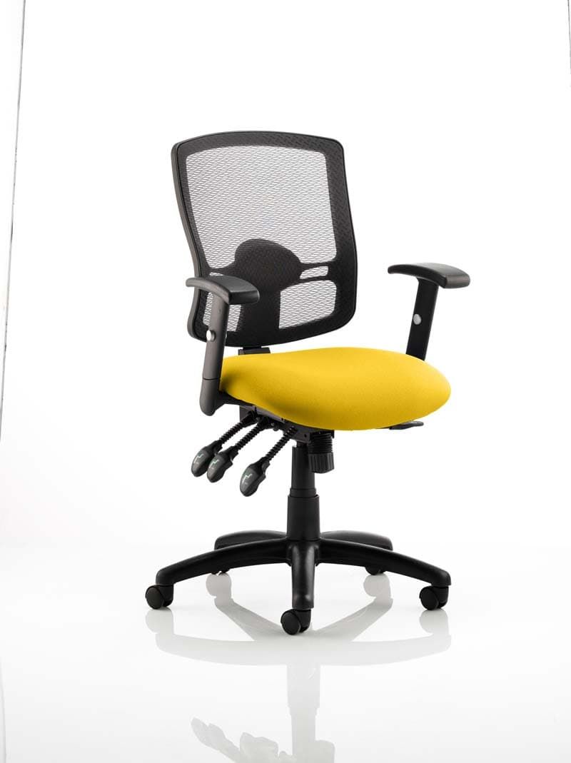 Portland III Mesh Back and Fabric Seat Task Operator Office Chair - Multiple Colour Options