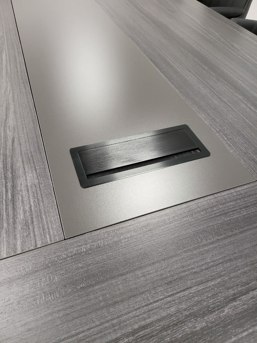 Modern Large Grey Oak Meeting Table with Built in Storage - Sizes from 2800mm to 6000mm - LX-BJS-MET