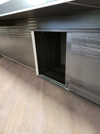 Modern Large Grey Oak Meeting Table with Built in Storage - Sizes from 2800mm to 6000mm - LX-BJS-MET