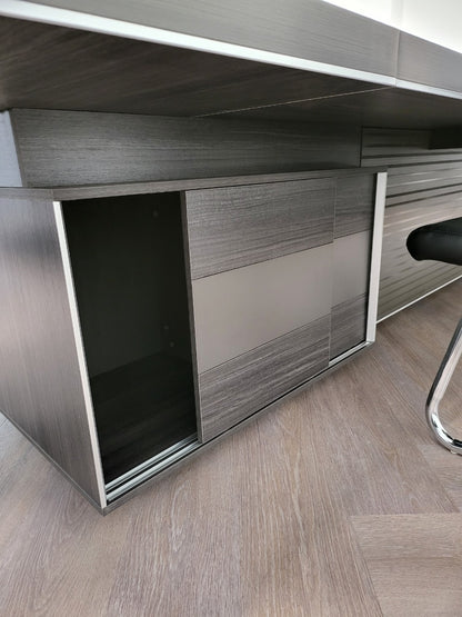 Modern Large Grey Oak Meeting Table with Built in Storage - Sizes from 2800mm to 6000mm - LX-BJS-MET