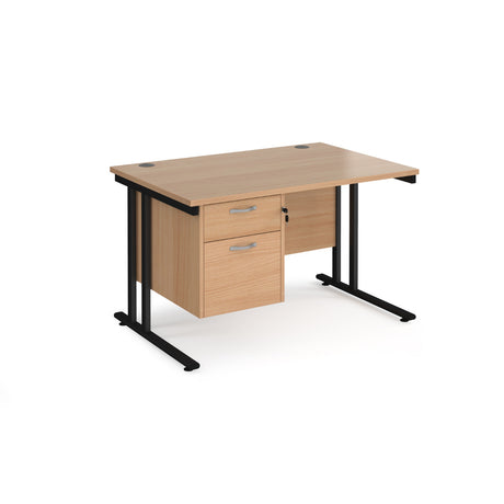 Maestro 800mm Deep Straight Cantilever Leg Office Desk with Two Drawer Pedestal