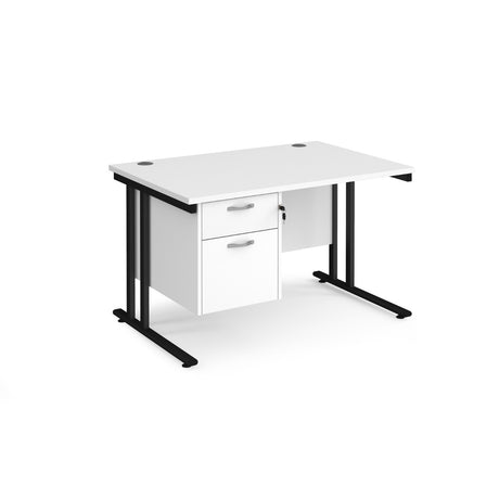 Maestro 800mm Deep Straight Cantilever Leg Office Desk with Two Drawer Pedestal