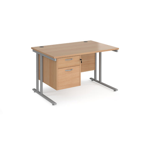 Maestro 800mm Deep Straight Cantilever Leg Office Desk with Two Drawer Pedestal