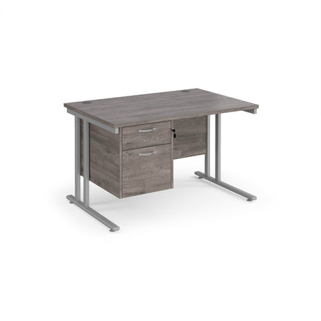 Maestro 800mm Deep Straight Cantilever Leg Office Desk with Two Drawer Pedestal