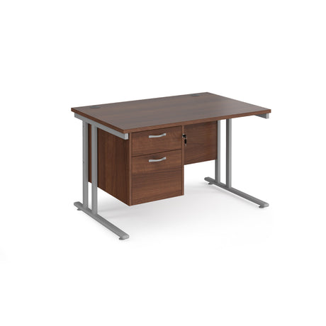 Maestro 800mm Deep Straight Cantilever Leg Office Desk with Two Drawer Pedestal