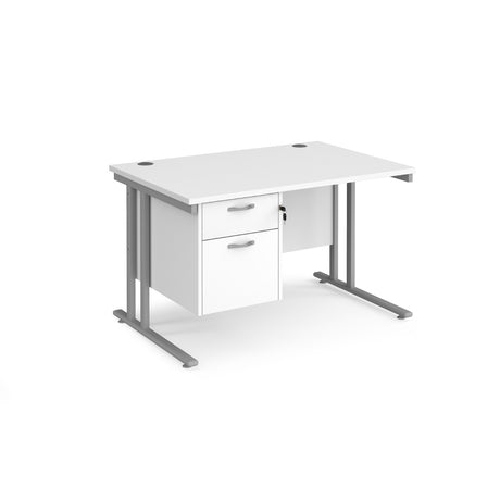 Maestro 800mm Deep Straight Cantilever Leg Office Desk with Two Drawer Pedestal