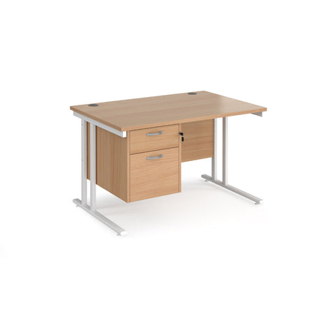 Maestro 800mm Deep Straight Cantilever Leg Office Desk with Two Drawer Pedestal