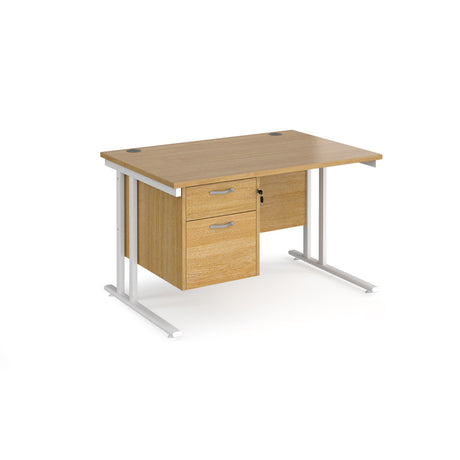 Maestro 800mm Deep Straight Cantilever Leg Office Desk with Two Drawer Pedestal