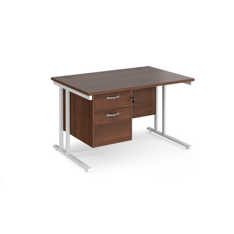 Maestro 800mm Deep Straight Cantilever Leg Office Desk with Two Drawer Pedestal