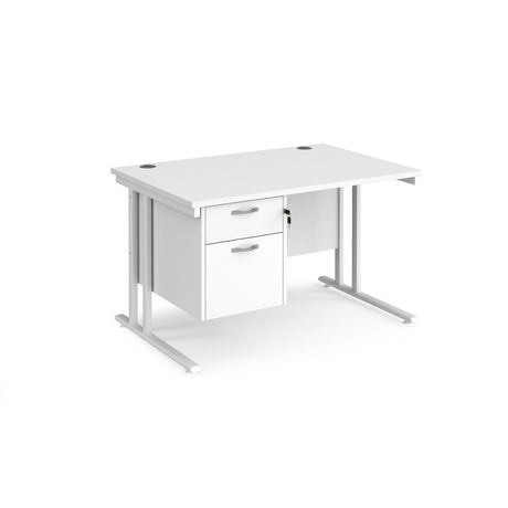 Maestro 800mm Deep Straight Cantilever Leg Office Desk with Two Drawer Pedestal