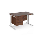 Maestro 800mm Deep Straight Cantilever Leg Office Desk with Three Drawer Pedestal