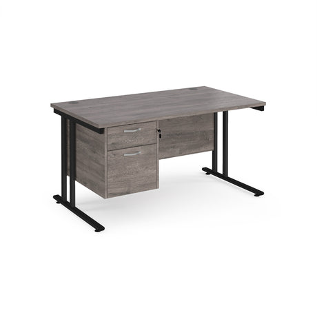 Maestro 800mm Deep Straight Cantilever Leg Office Desk with Two Drawer Pedestal