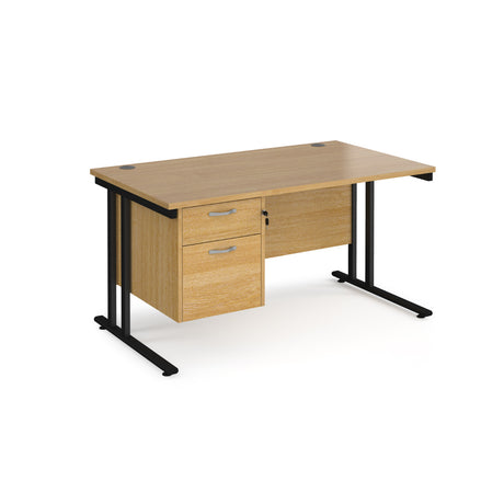 Maestro 800mm Deep Straight Cantilever Leg Office Desk with Two Drawer Pedestal