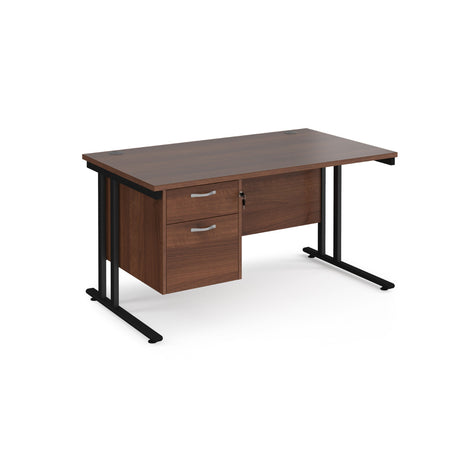 Maestro 800mm Deep Straight Cantilever Leg Office Desk with Two Drawer Pedestal