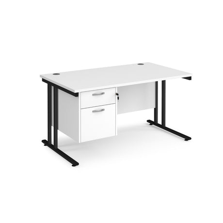 Maestro 800mm Deep Straight Cantilever Leg Office Desk with Two Drawer Pedestal