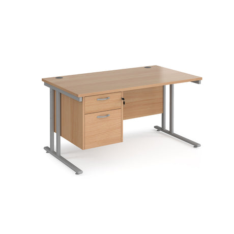 Maestro 800mm Deep Straight Cantilever Leg Office Desk with Two Drawer Pedestal