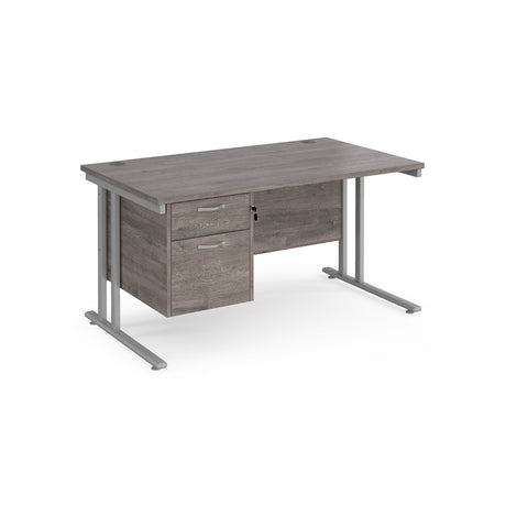 Maestro 800mm Deep Straight Cantilever Leg Office Desk with Two Drawer Pedestal