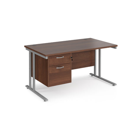 Maestro 800mm Deep Straight Cantilever Leg Office Desk with Two Drawer Pedestal