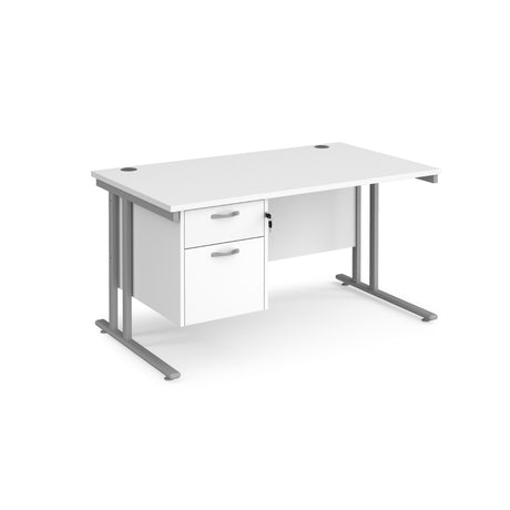 Maestro 800mm Deep Straight Cantilever Leg Office Desk with Two Drawer Pedestal