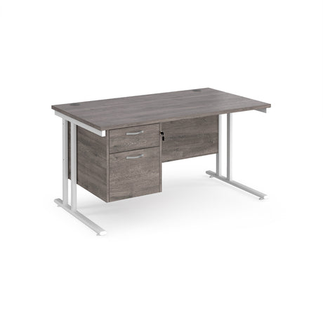 Maestro 800mm Deep Straight Cantilever Leg Office Desk with Two Drawer Pedestal