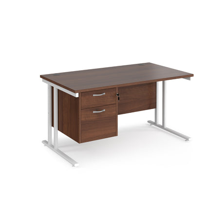 Maestro 800mm Deep Straight Cantilever Leg Office Desk with Two Drawer Pedestal