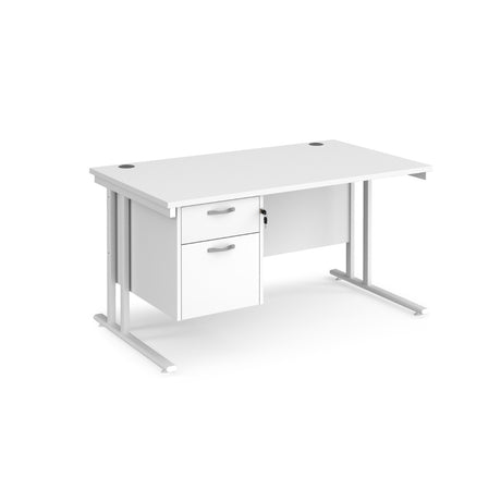 Maestro 800mm Deep Straight Cantilever Leg Office Desk with Two Drawer Pedestal