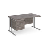 Maestro 800mm Deep Straight Cantilever Leg Office Desk with Three Drawer Pedestal