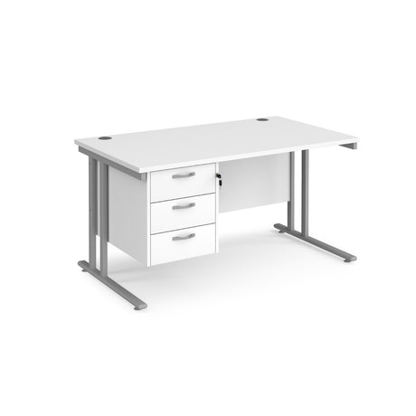 Maestro 800mm Deep Straight Cantilever Leg Office Desk with Three Drawer Pedestal