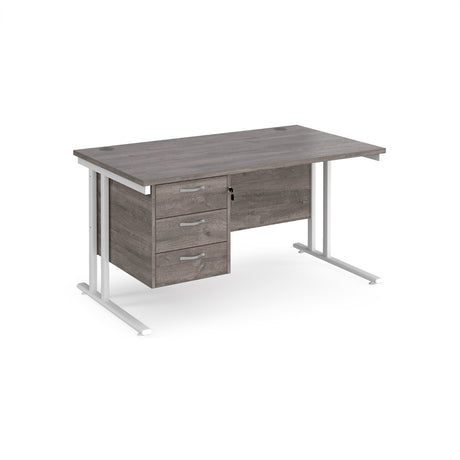 Maestro 800mm Deep Straight Cantilever Leg Office Desk with Three Drawer Pedestal