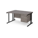 Maestro Cantilever Leg Left Hand Wave Office Desk with Two Drawer Pedestal