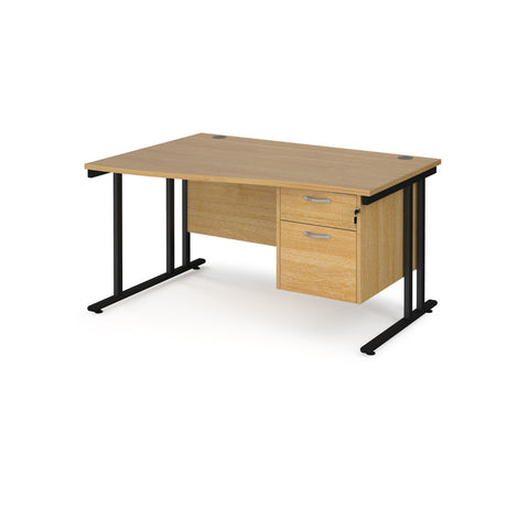 Maestro Cantilever Leg Left Hand Wave Office Desk with Two Drawer Pedestal