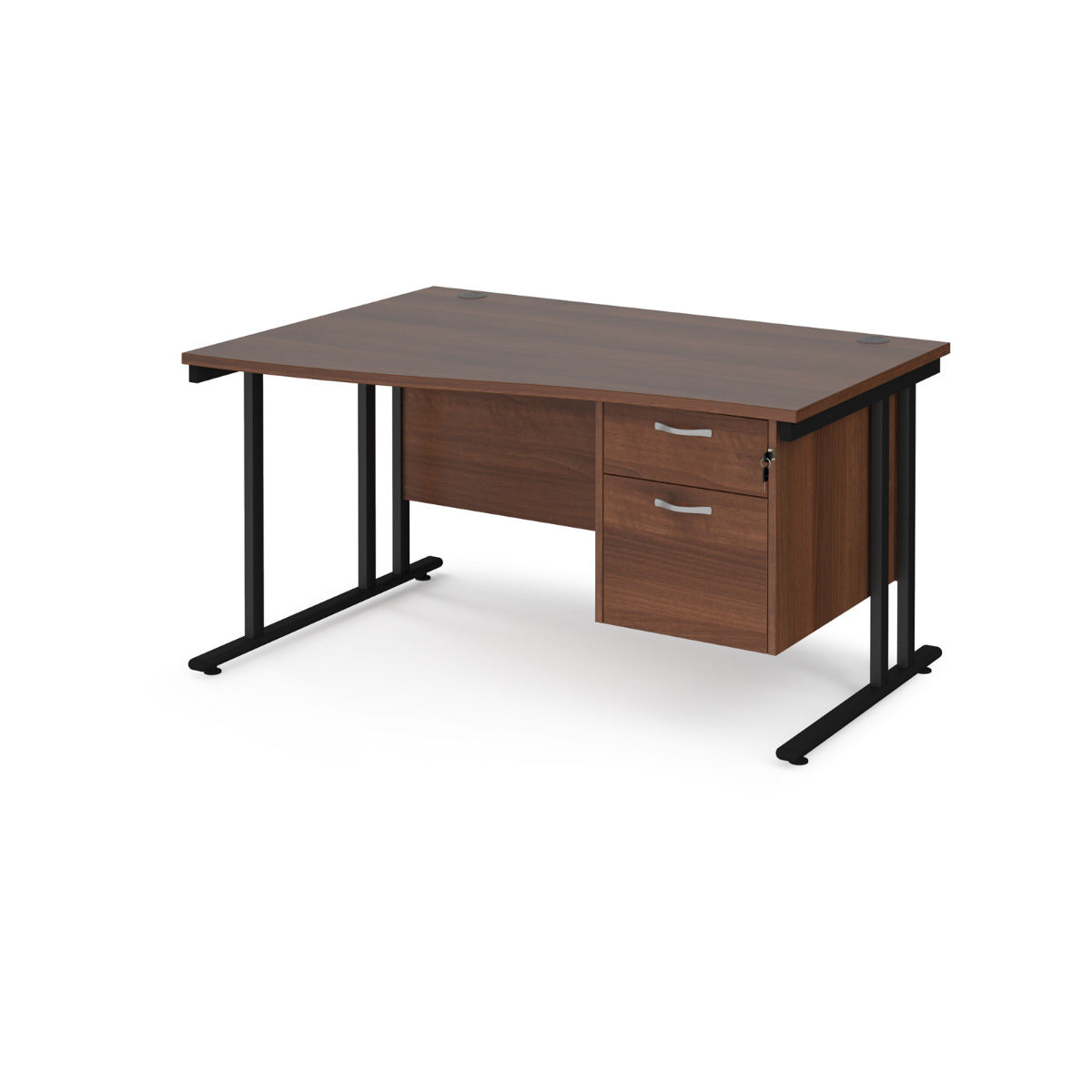 Maestro Cantilever Leg Left Hand Wave Office Desk with Two Drawer Pedestal