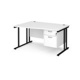 Maestro Cantilever Leg Left Hand Wave Office Desk with Two Drawer Pedestal