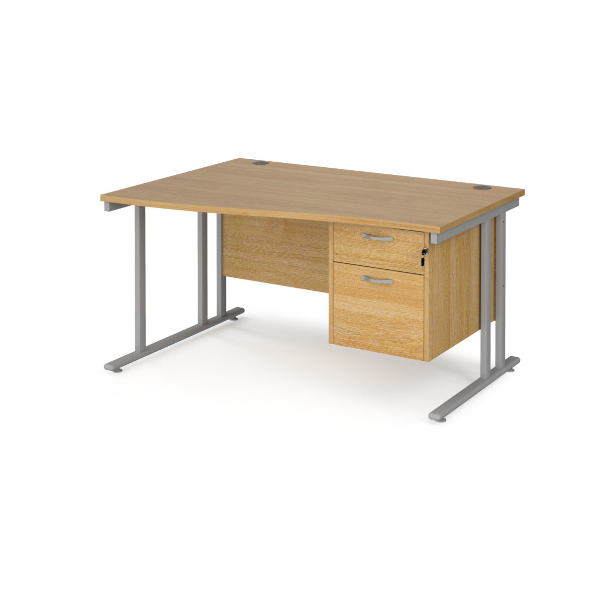 Maestro Cantilever Leg Left Hand Wave Office Desk with Two Drawer Pedestal