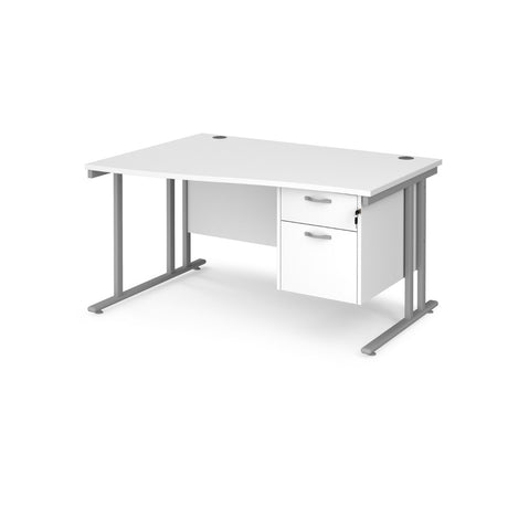 Maestro Cantilever Leg Left Hand Wave Office Desk with Two Drawer Pedestal