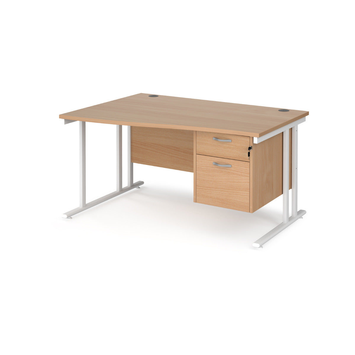 Maestro Cantilever Leg Left Hand Wave Office Desk with Two Drawer Pedestal