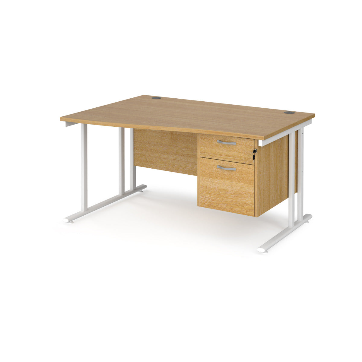 Maestro Cantilever Leg Left Hand Wave Office Desk with Two Drawer Pedestal